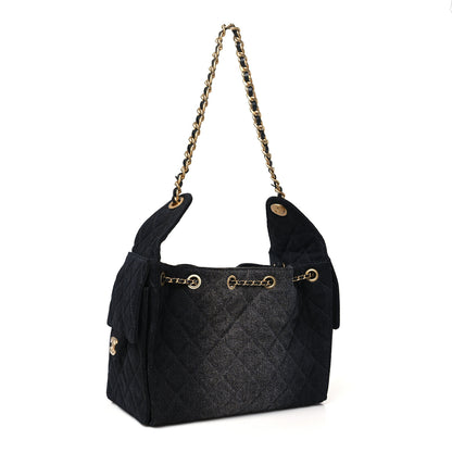 Chanel Washed Denim Quilted Small Chanel 25 Handbag Black 3 of 10