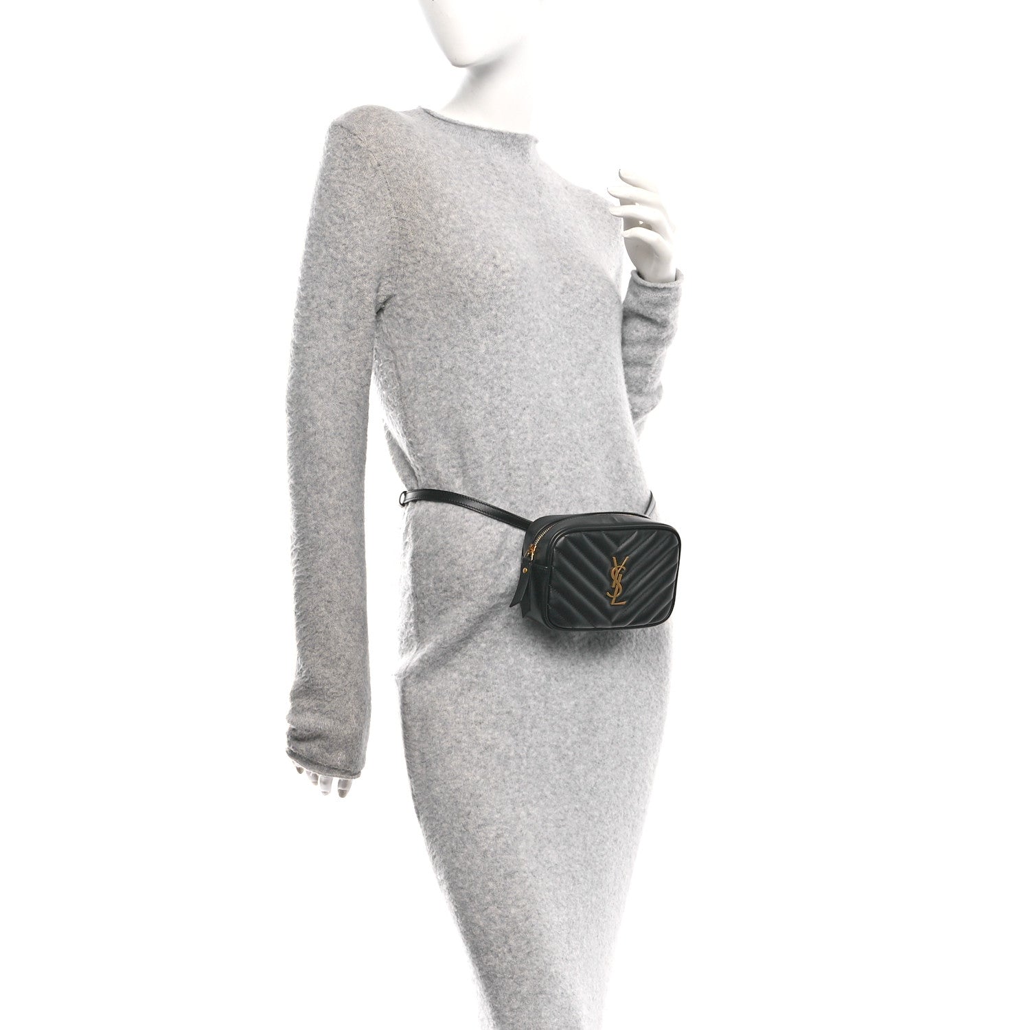 Saint Laurent Calfskin Matelasse Monogram Lou Belt Bag Black 2 of 10