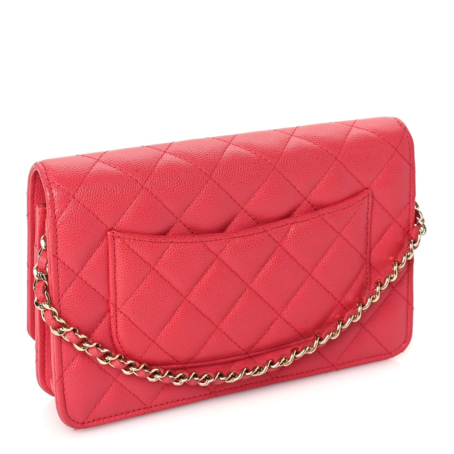 Caviar Quilted Wallet on Chain WOC  Pink