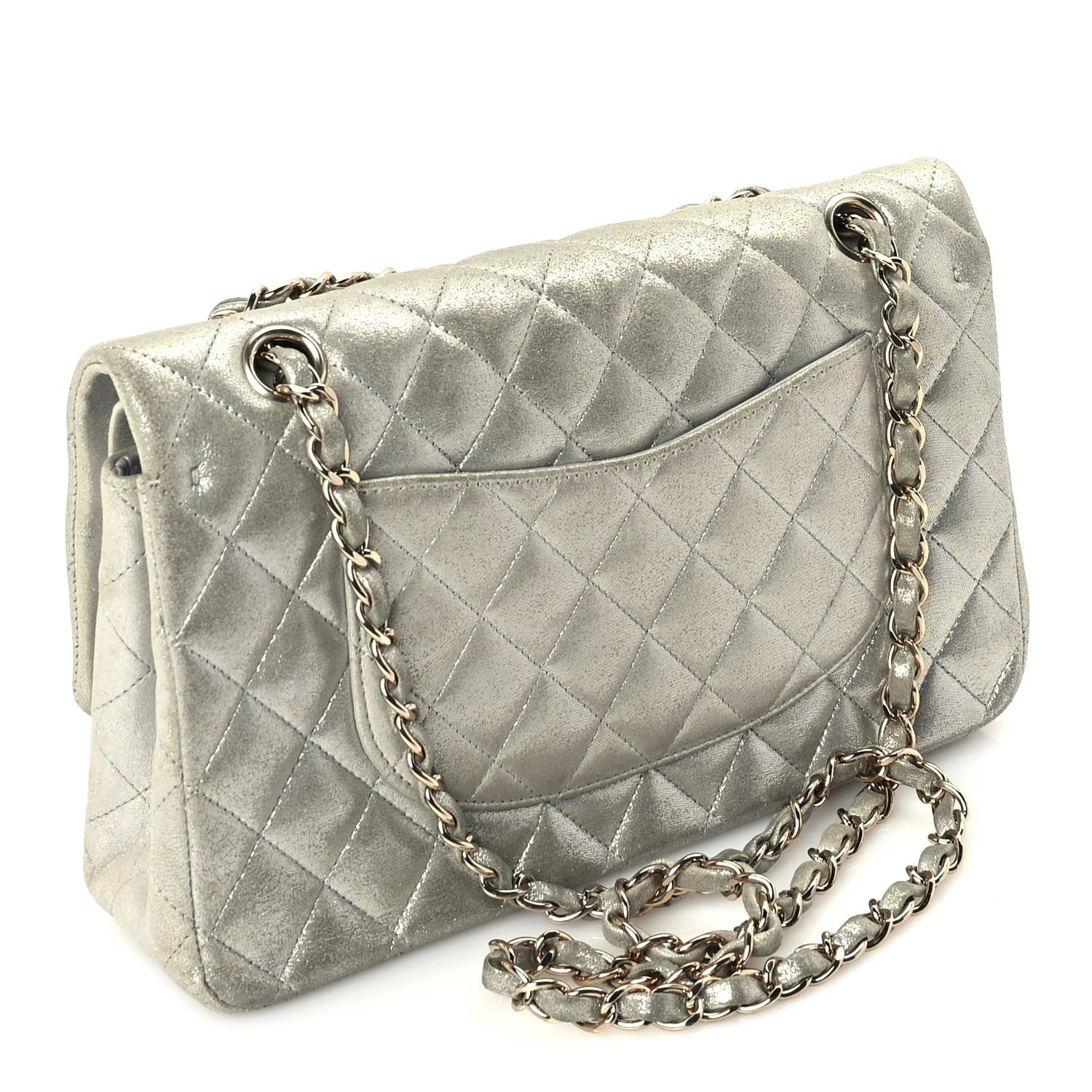 Chanel Iridescent Calfskin Quilted Medium Double Flap  Silver 2 of 9