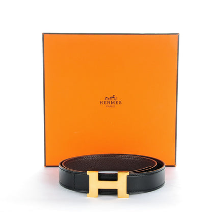Hermes Box Togo 24mm Constance H Belt 80 Black Chocolate 7 of 7