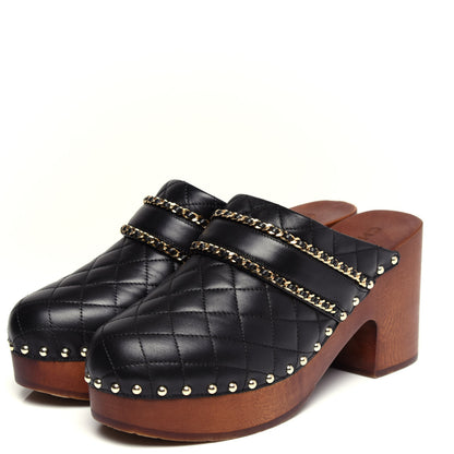Chanel Lambskin Quilted Chain Clog Mules 39 Black 3 of 11