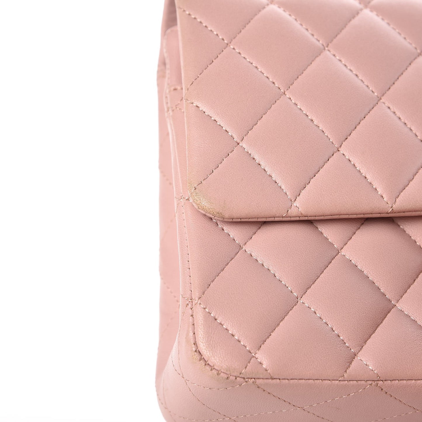 Lambskin Quilted Medium Double Flap Light Pink