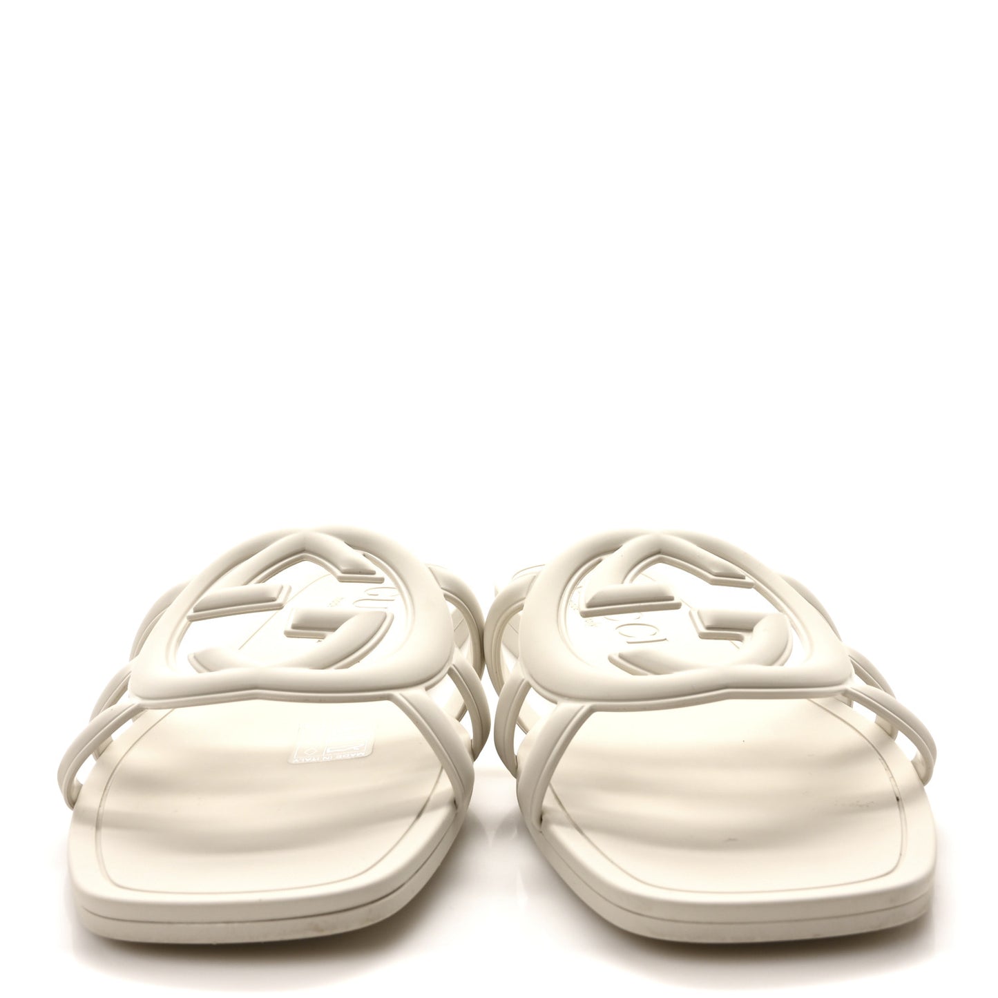 Rubber Interlocking G Womens Slide Sandals 39 Mystic White