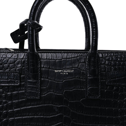 Saint Laurent Calfskin Crocodile Embossed Nano Sac De Jour  Black 7 of 9