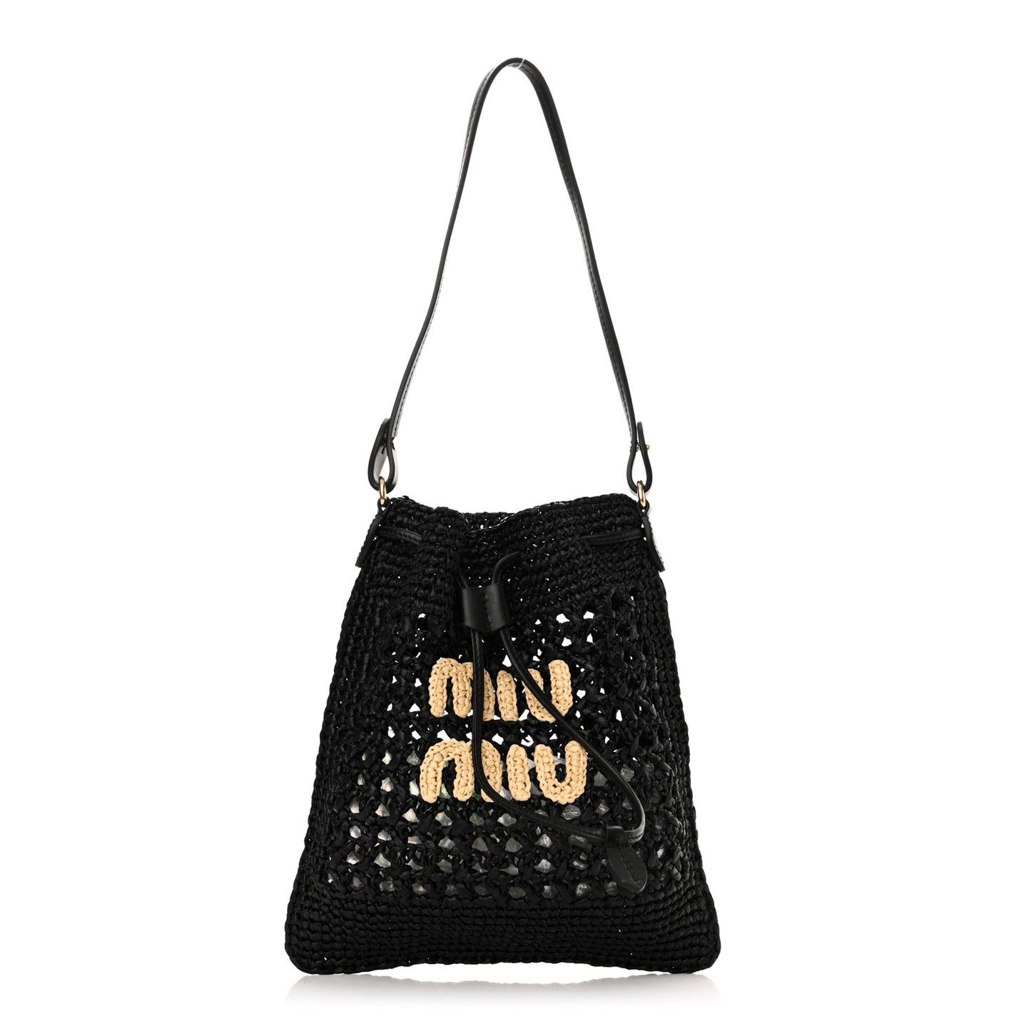 Raffia Shoulder Bag Black