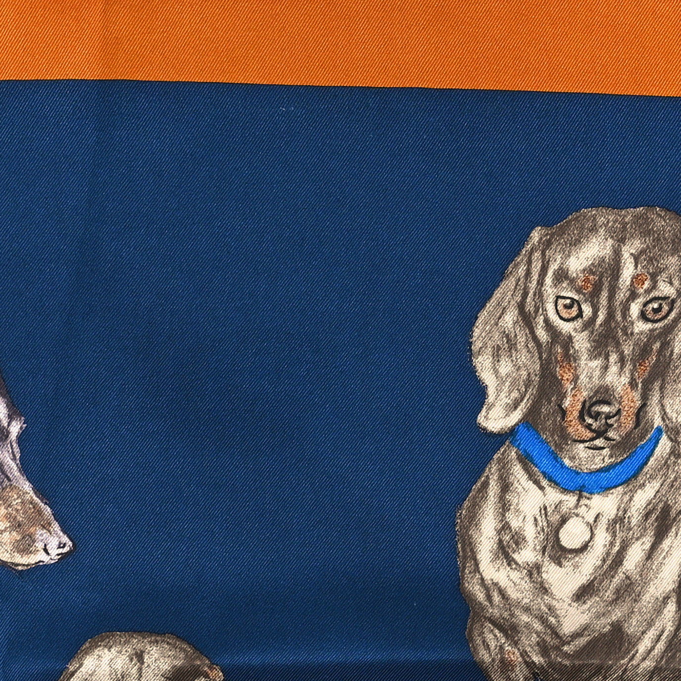Silk Les Bassets Scarf 70 Marine Sepia