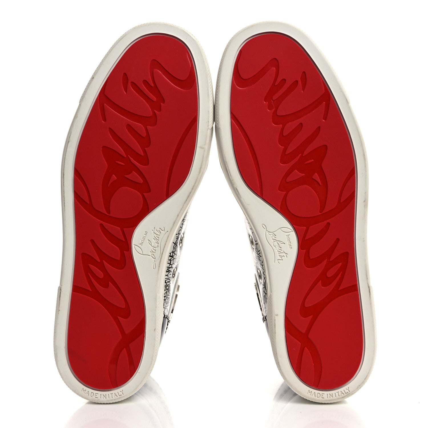 Christian Louboutin Mens Calfskin Lou Spikes Caligraf Orlato Flat Sneakers 36 White Black Silver 5 of 8