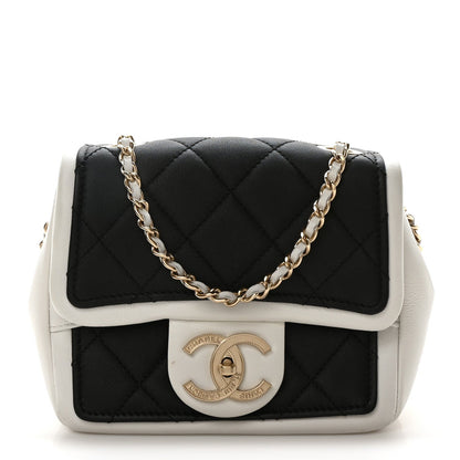Chanel Lambskin Quilted Graphic Mini Flap Bag Black White 1 of 7