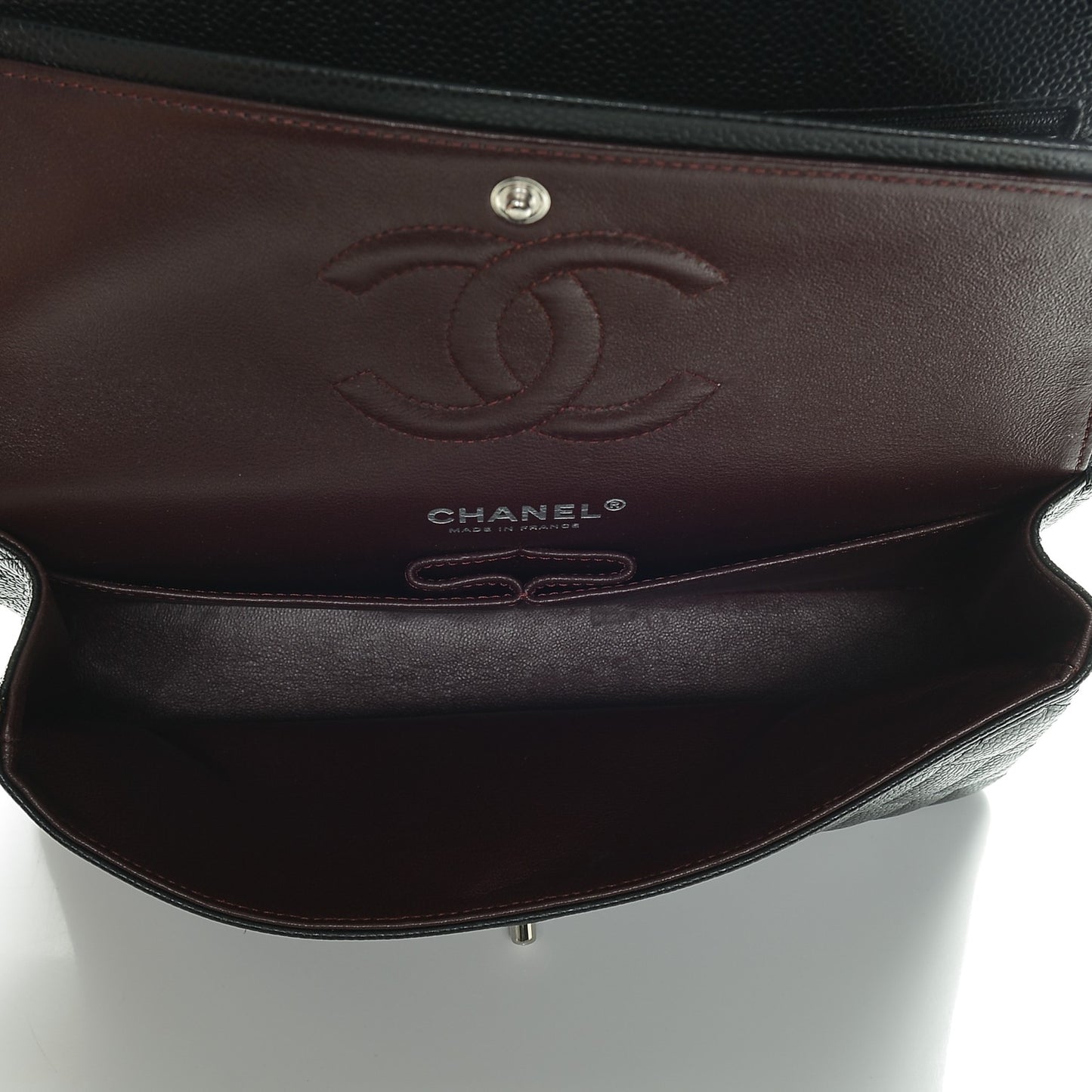 Caviar Quilted Medium Double Flap Black