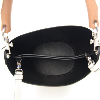 Prada City Calfskin Tambour Bucket Bag White Black 4 of 8