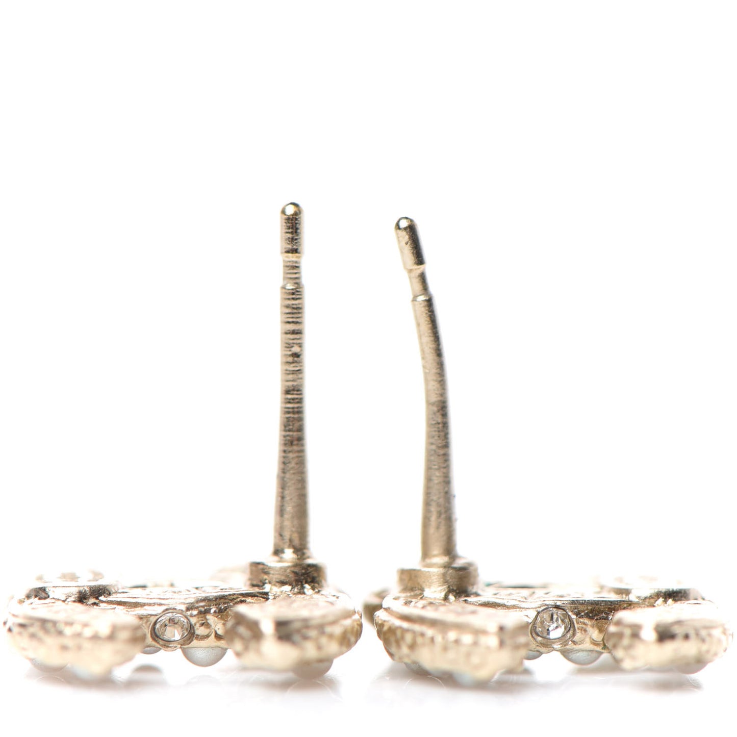 Pearl Crystal CC Earrings Gold