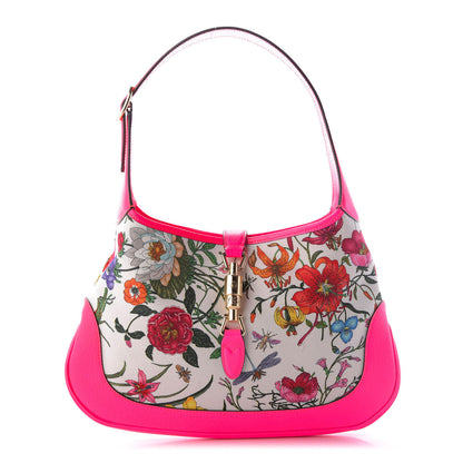 Gucci Canvas Flora Medium Jackie Hobo Fuchsia 1 of 9