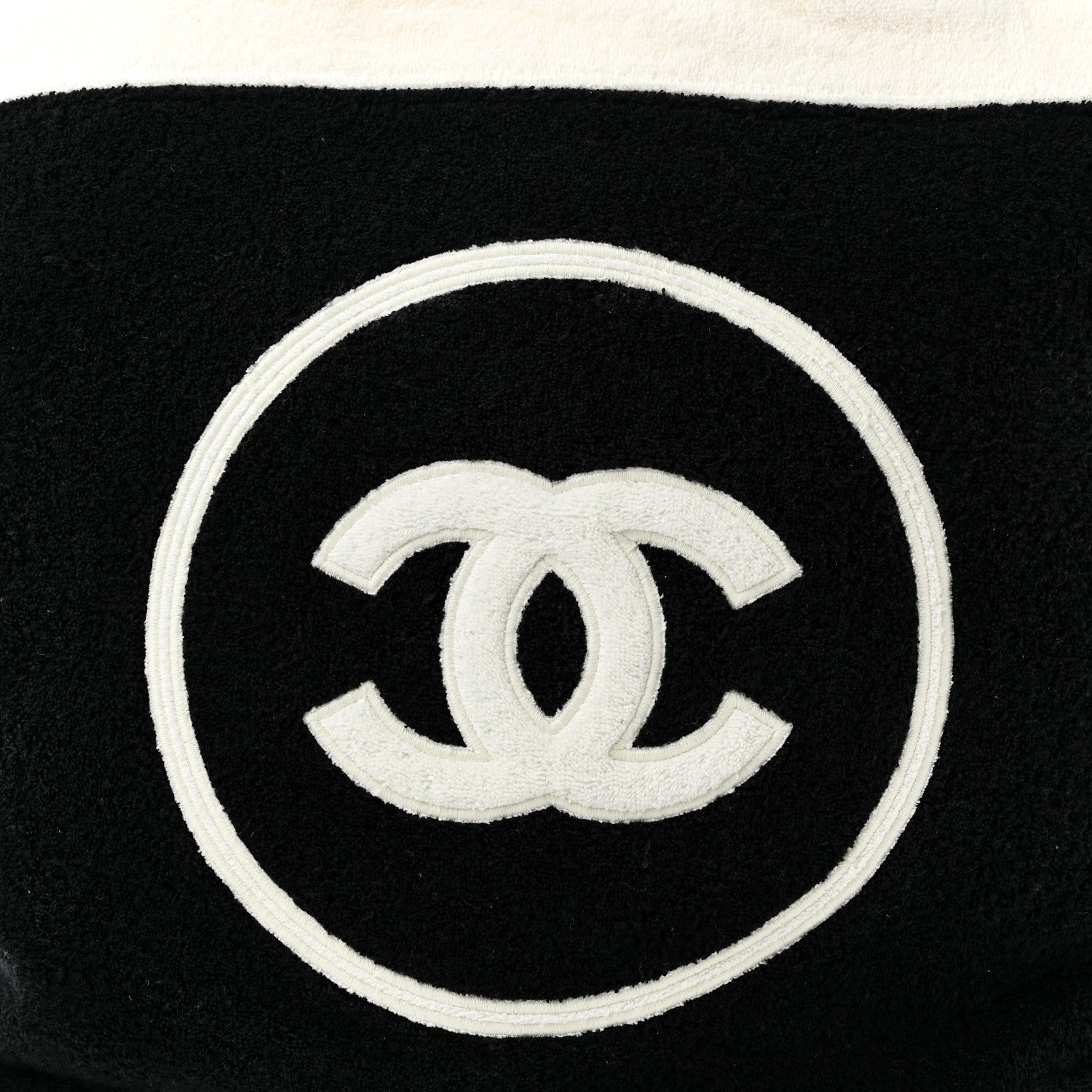 Chanel Terry Cotton CC Beach Tote Towel Set Black White 9 of 11