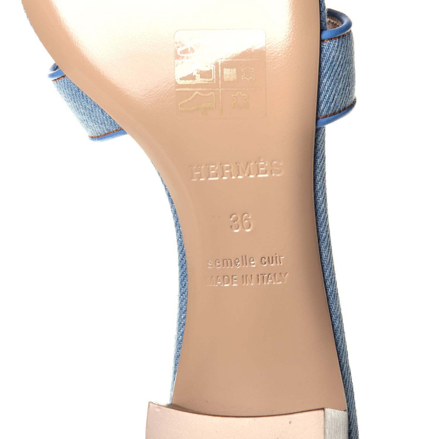 Hermes Denim Oasis Sandals 36 Bleu Clair 6 of 9