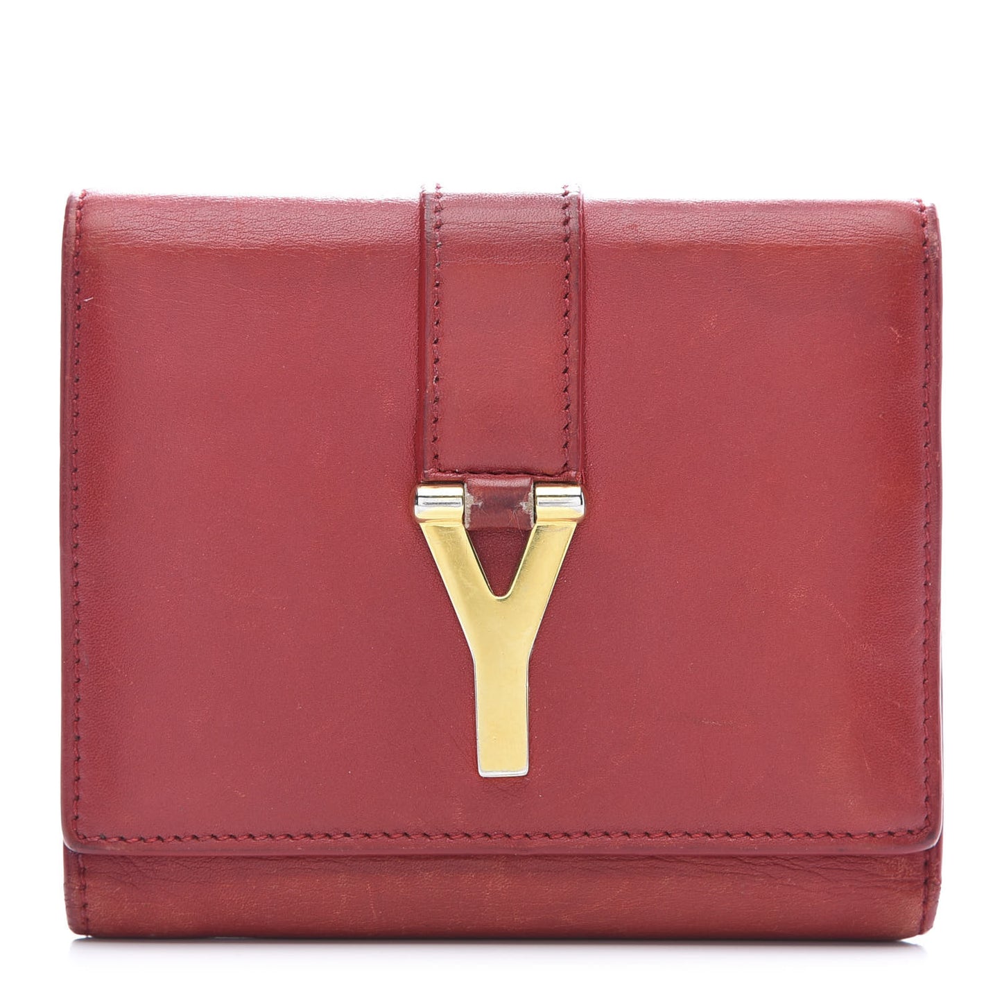 Calfskin Classic Y Compact Wallet Red