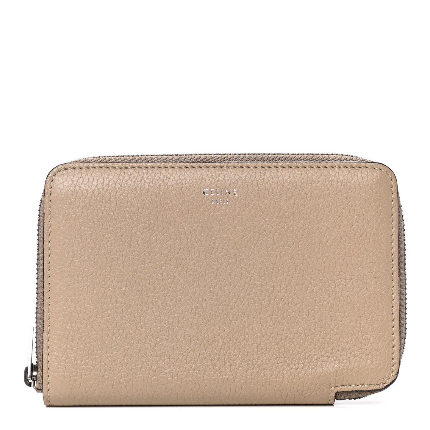 Drummed Calfskin Medium Zip Around Multifunction Wallet Dune