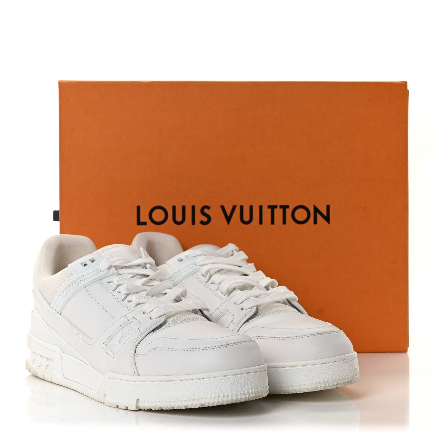 Louis Vuitton Calfskin Mens LV Trainer Sneakers 8.5 White 9 of 9