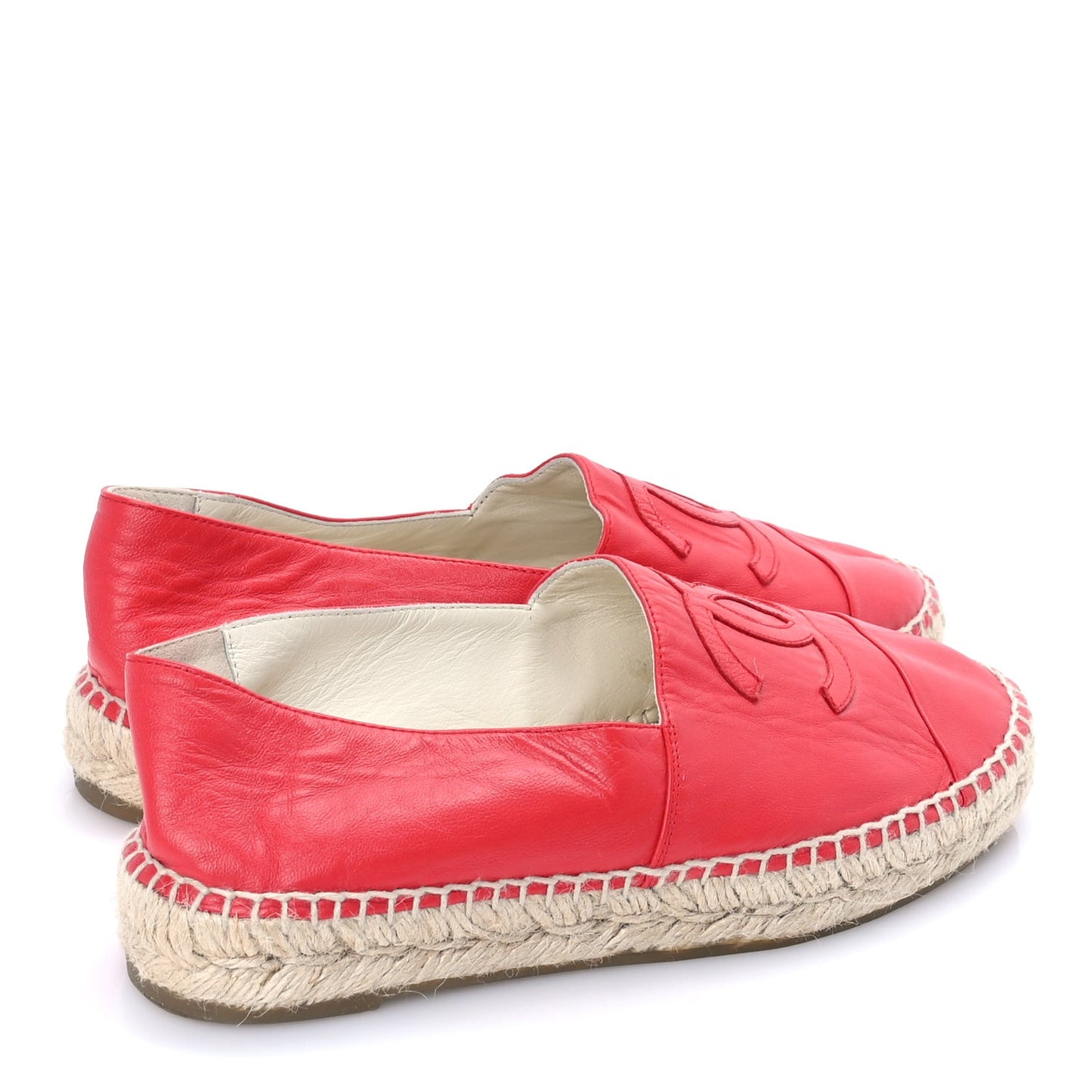 Lambskin CC Espadrilles 37  Red