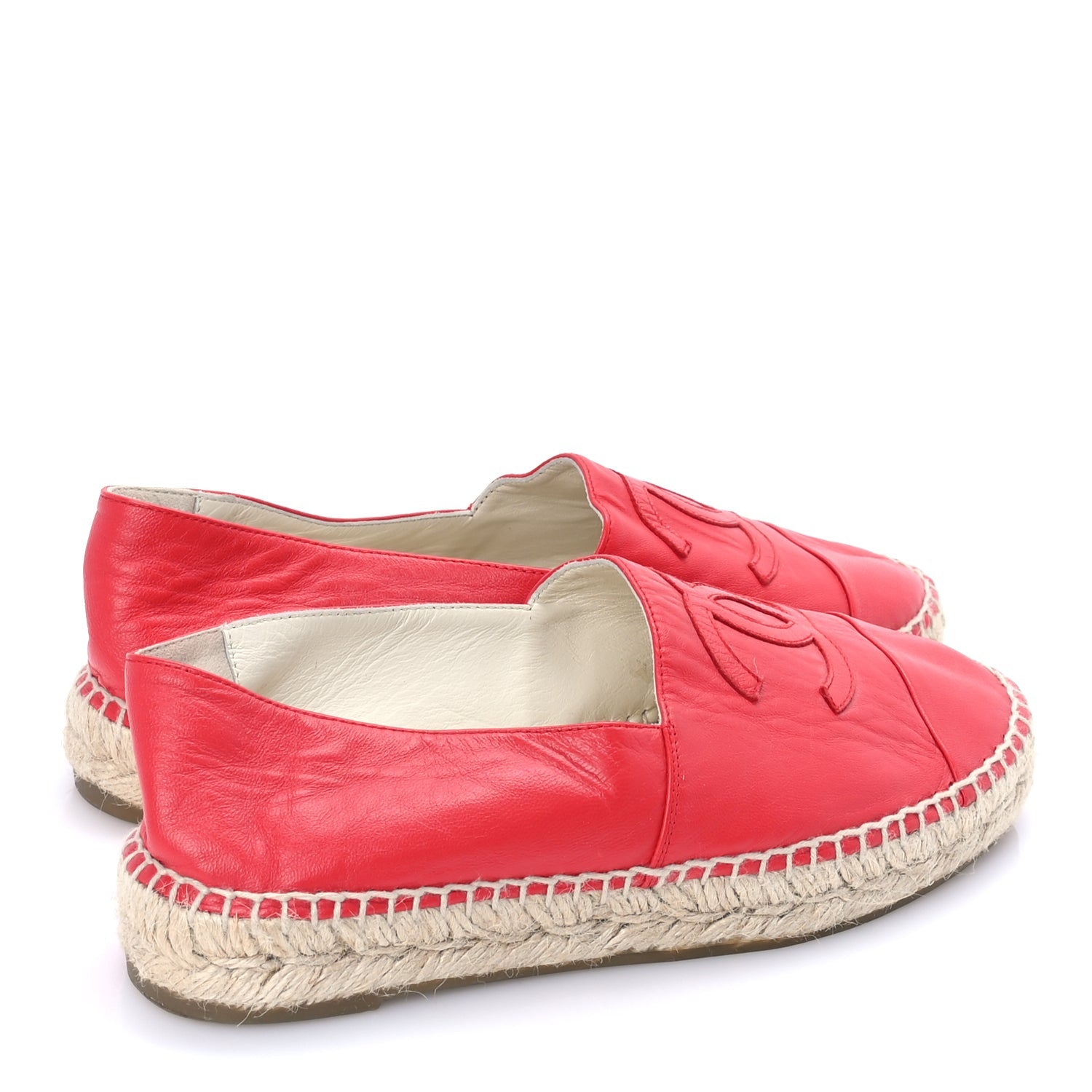 Chanel Lambskin CC Espadrilles 37  Red 4 of 8