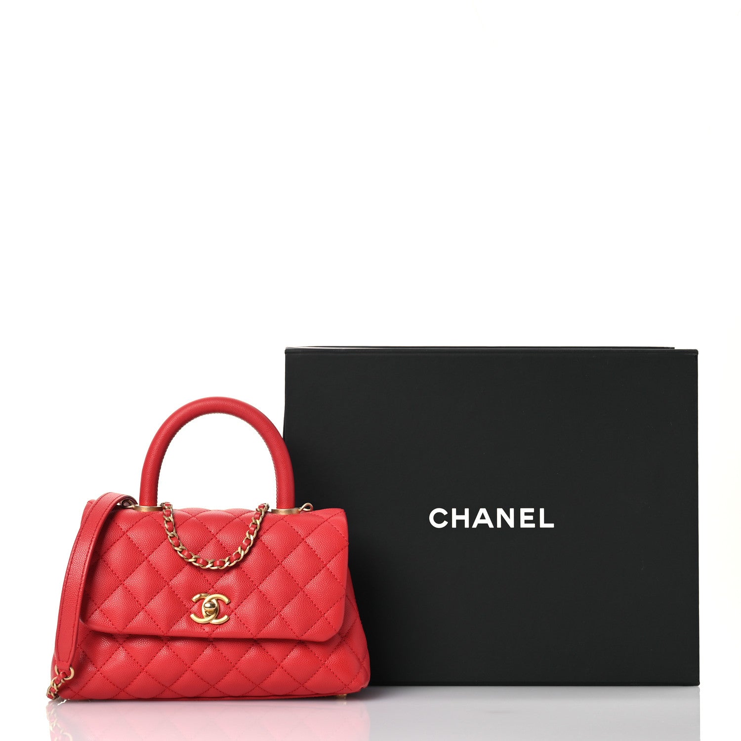 Chanel Caviar Quilted Mini Coco Handle Flap Red 15 of 15
