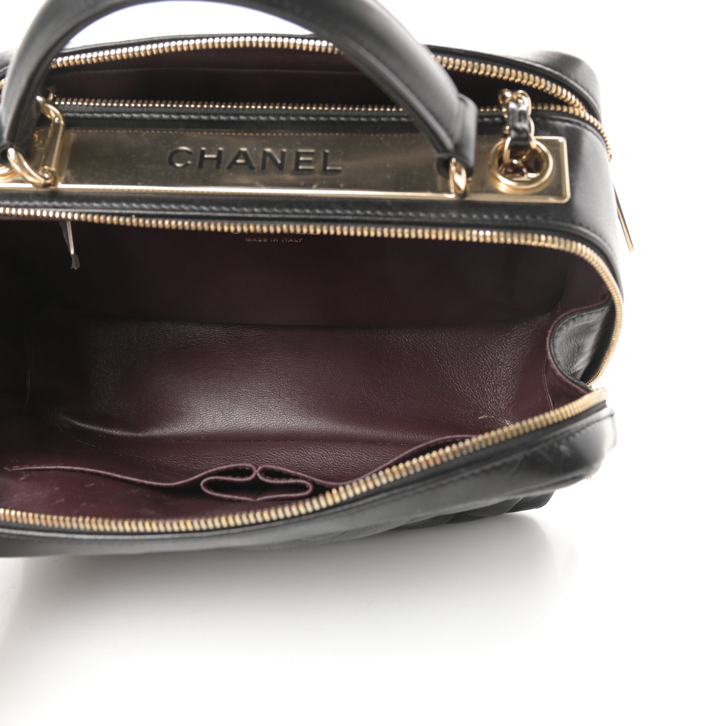 Lambskin Quilted Medium Trendy CC Bowling Bag Black