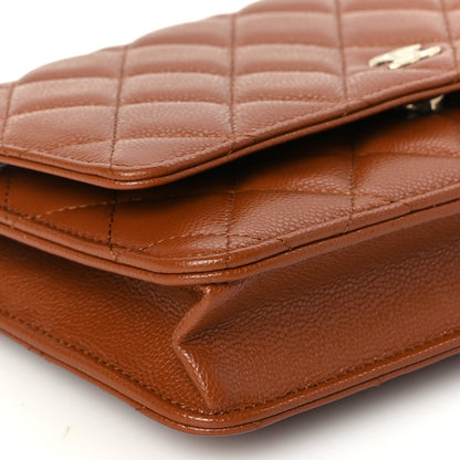 Chanel Caviar Quilted Wallet On Chain WOC Light Brown 9 of 9