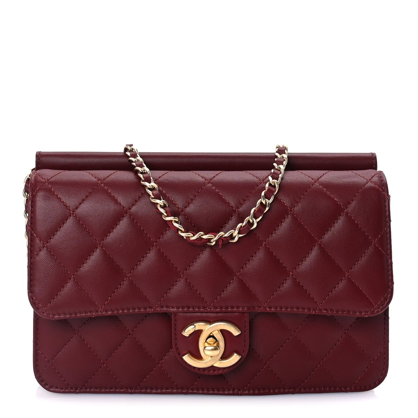 Lambskin Quilted Medium Crossing Times Flap  Red