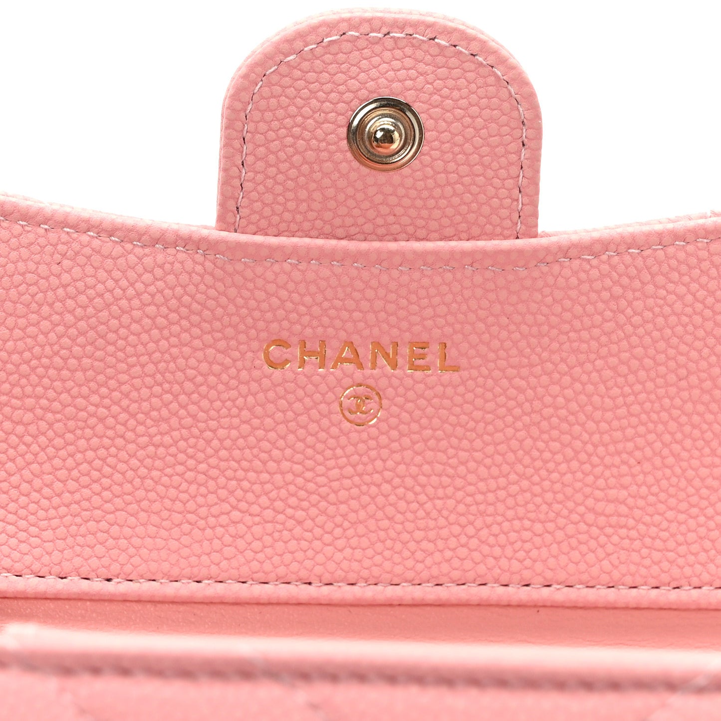 Caviar Chevron Quilted Compact Flap Wallet Pink