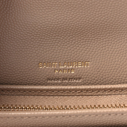 Saint Laurent Grain De Poudre Mixed Matelasse Triquilt Monogram Compact Tri Fold Wallet Dark Beige 5 of 6