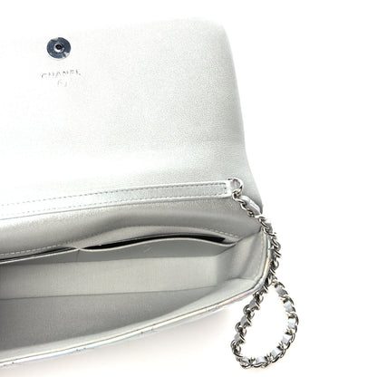 Chanel Iridescent Mirror Goatskin Quilted Clutch With Chain  Silver 4 of 9