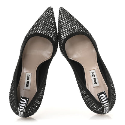 Miu Miu Glitter Rete 85 Pumps 35.5 Silver Black 2 of 7