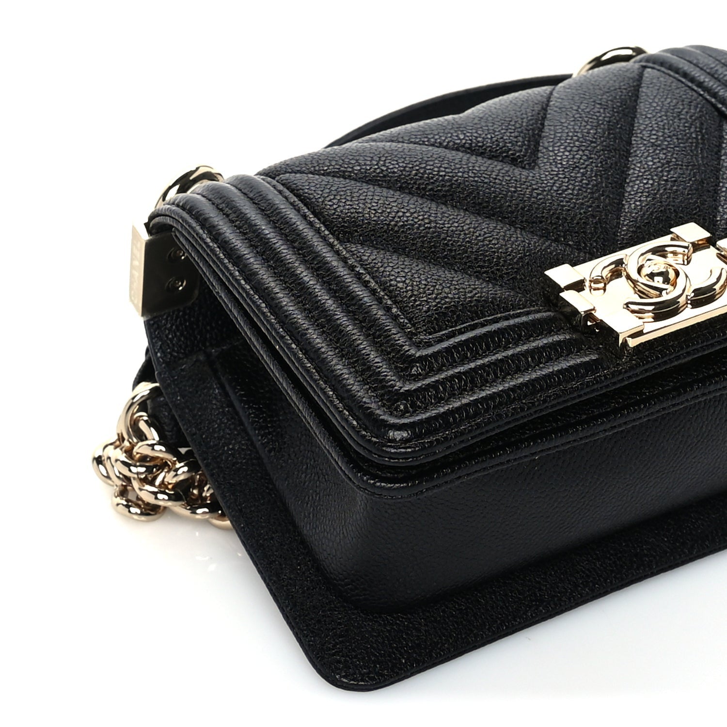 Chanel Caviar Chevron Quilted Mini Boy Flap Black 10 of 10