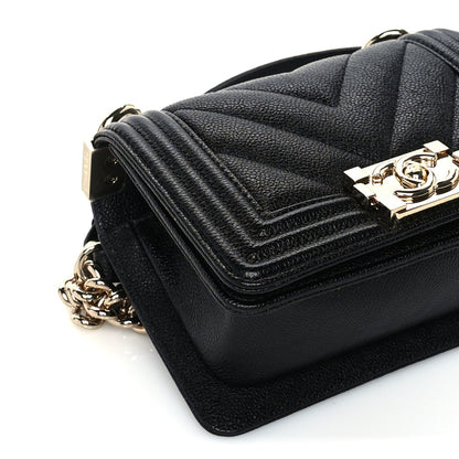 Chanel Caviar Chevron Quilted Mini Boy Flap Black 10 of 10