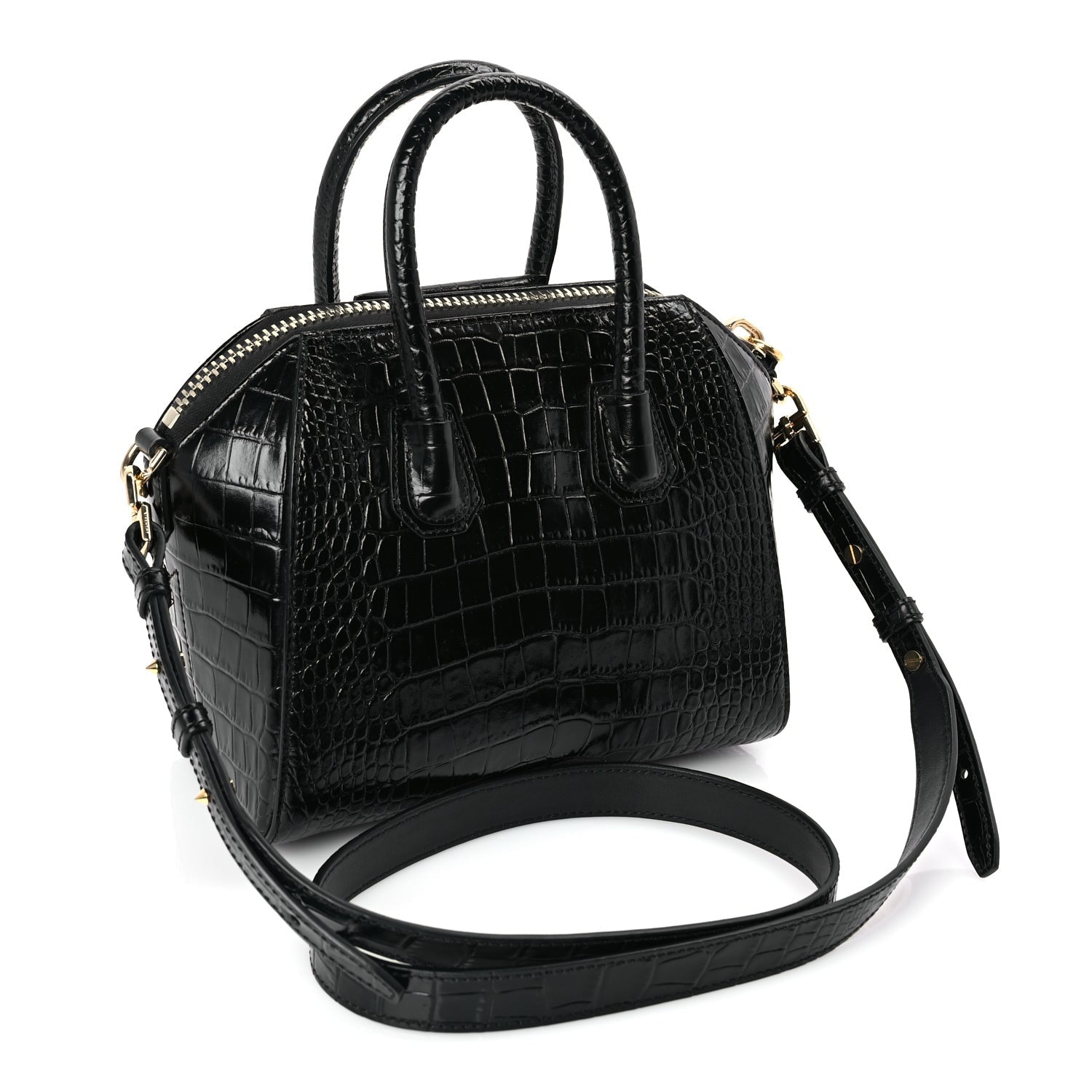 Givenchy Calfskin Crocodile Embossed Mini Antigona Black 2 of 9