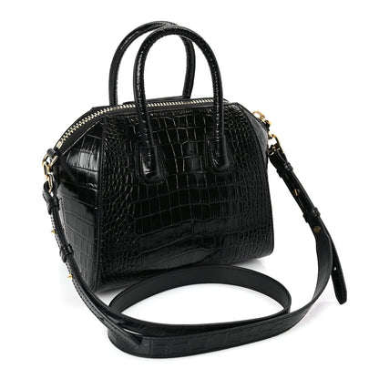 Givenchy Calfskin Crocodile Embossed Mini Antigona Black 2 of 9