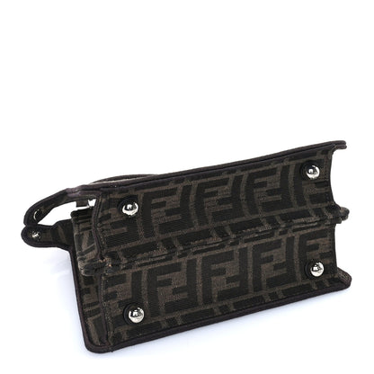 Fendi Fabric Jacquard FF 1974 Crystal Petite Peekaboo I SEE U Satchel Tabacco Moro 3 of 7