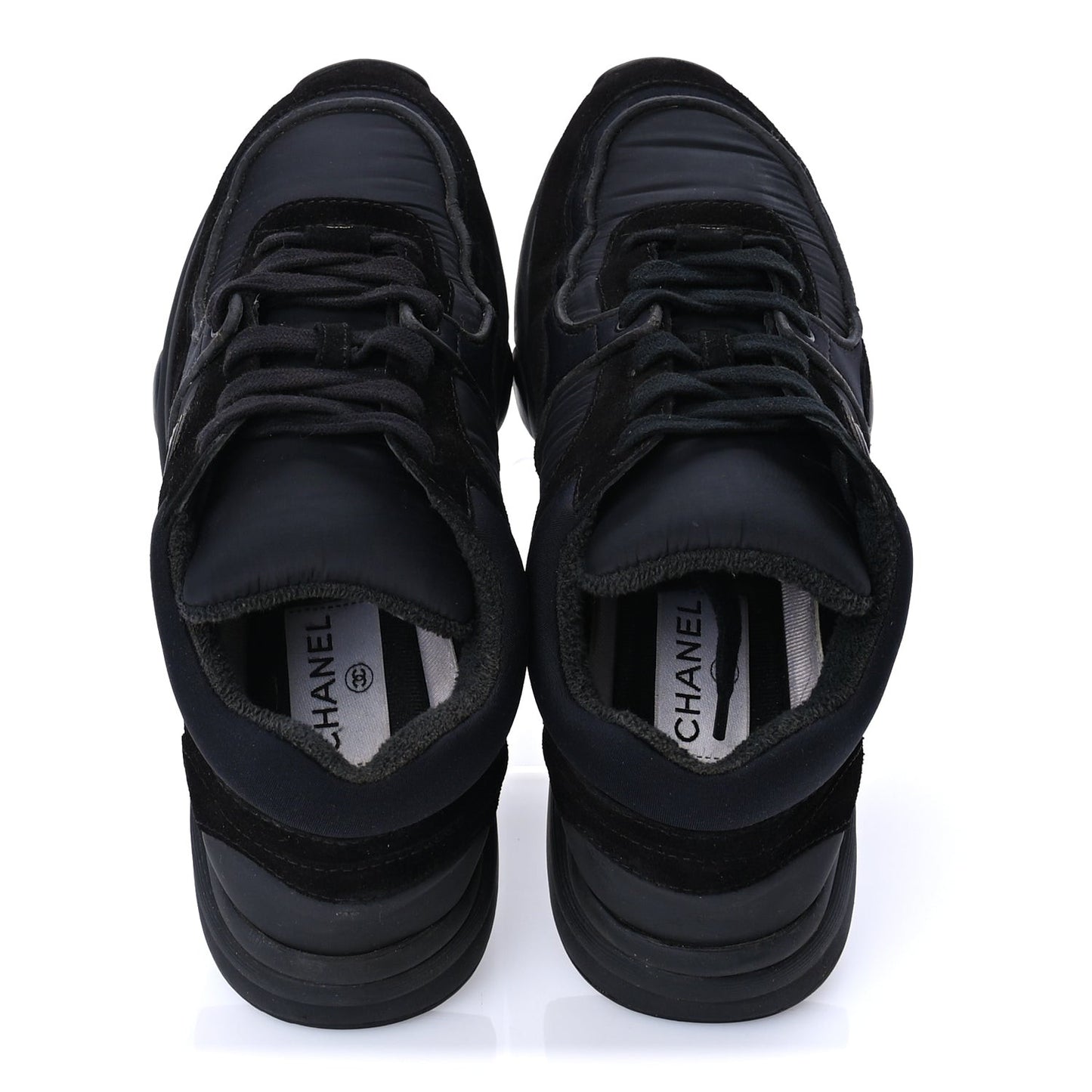 Fabric Calfskin Suede CC Sneakers 38 Black