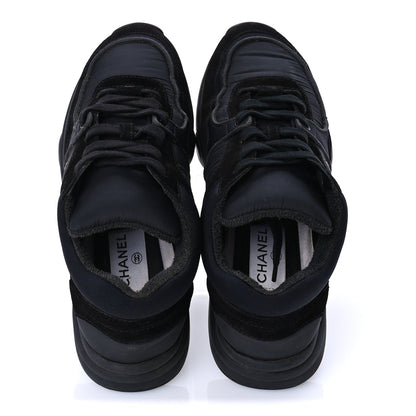 Chanel Fabric Calfskin Suede CC Sneakers 38 Black 5 of 7