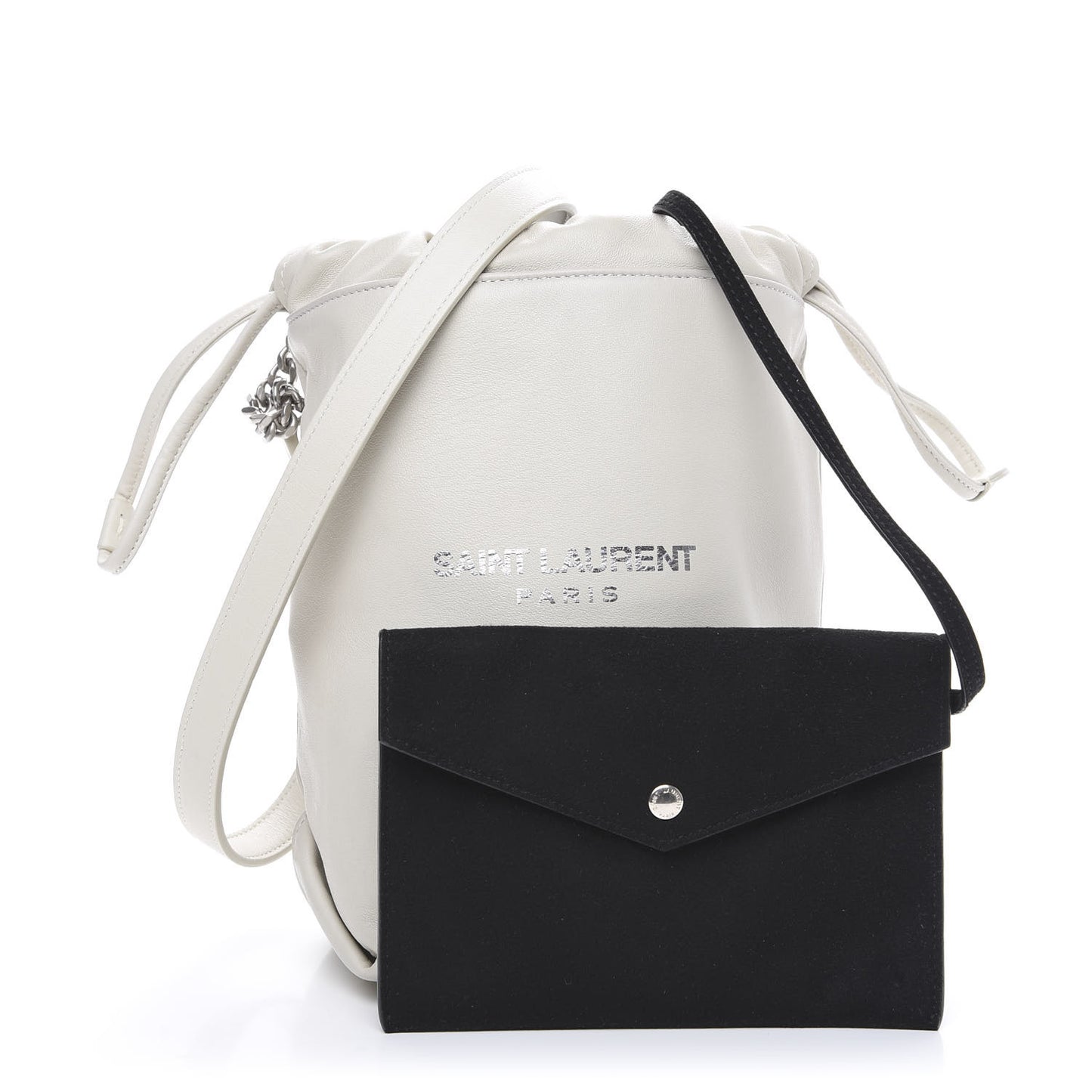 Lambskin Small Teddy Bucket Bag White