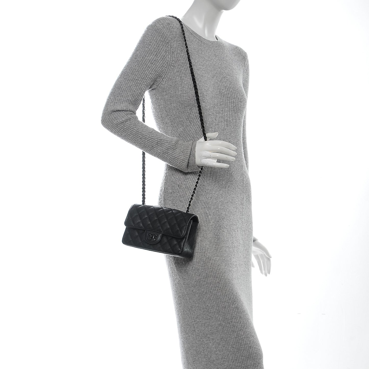 Crumpled Calfskin Quilted Mini Rectangular Flap So Black