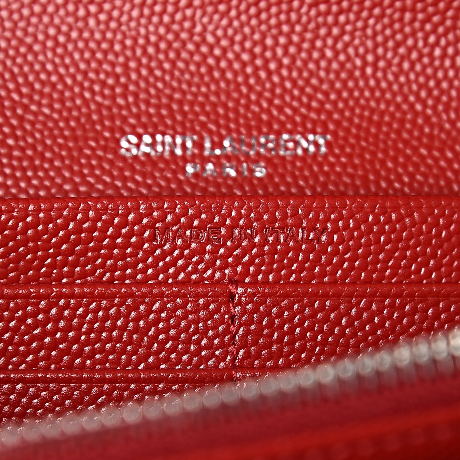 Saint Laurent Grain De Poudre Matelasse Chevron Monogram Flap Wallet Red 7 of 7