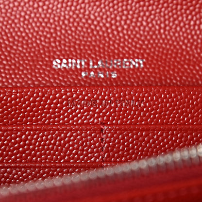 Saint Laurent Grain De Poudre Matelasse Chevron Monogram Flap Wallet Red 7 of 7