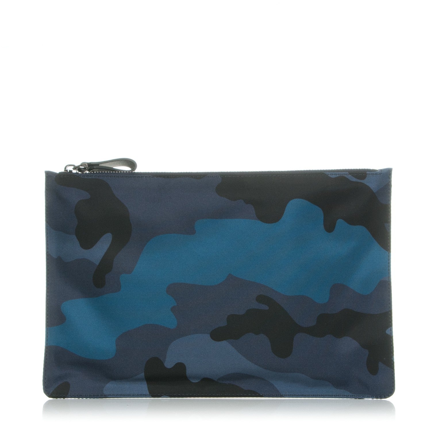 Valentino Garavani Nylon Camouflage Large Zip Pouch Blue 1 of 7