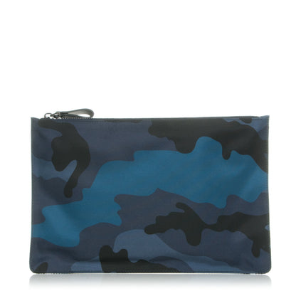 Valentino Garavani Nylon Camouflage Large Zip Pouch Blue 1 of 7