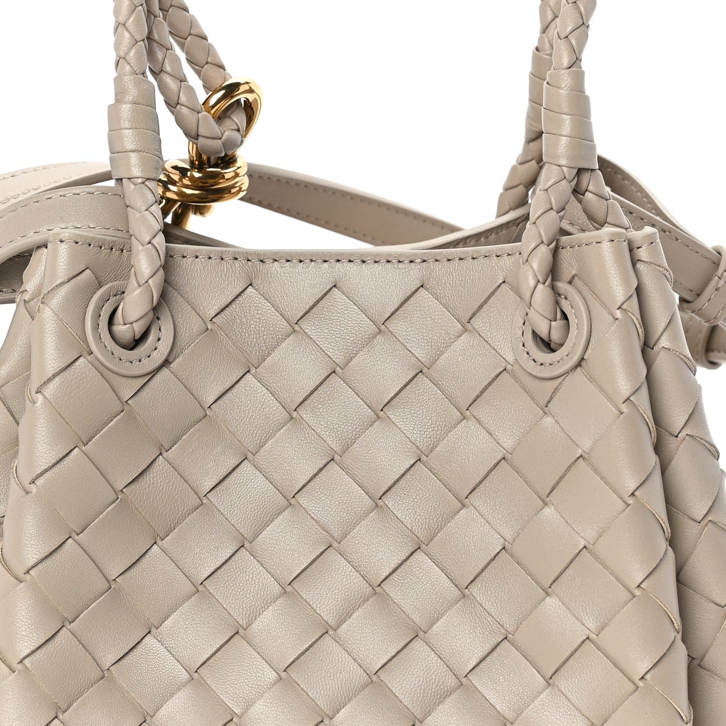 Nappa Intrecciato Mini Parachute Shoulder Bag Ecru