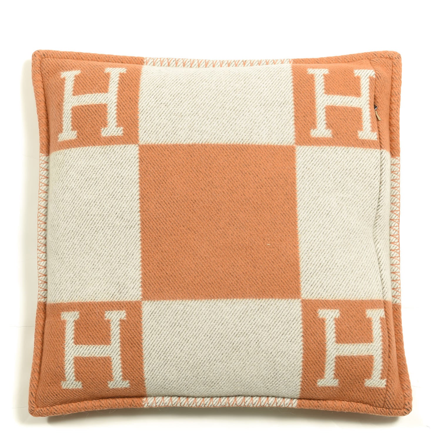 Hermes Wool Cashmere Avalon Pillow PM Ecru Potiron 2 of 4