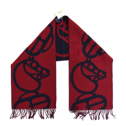 Hermes Cashmere Boucles et Camails Muffler Marine Bordeaux 2 of 4