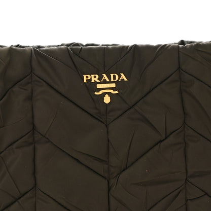 Prada Tessuto Nylon Chevron Quilted Shoulder Bag Brown 7 of 9