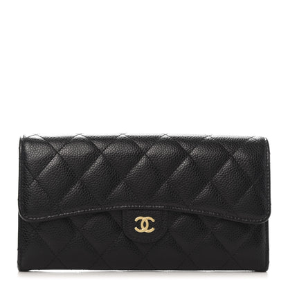Chanel Caviar Quilted Large Gusset Flap Wallet Black 1 of 12